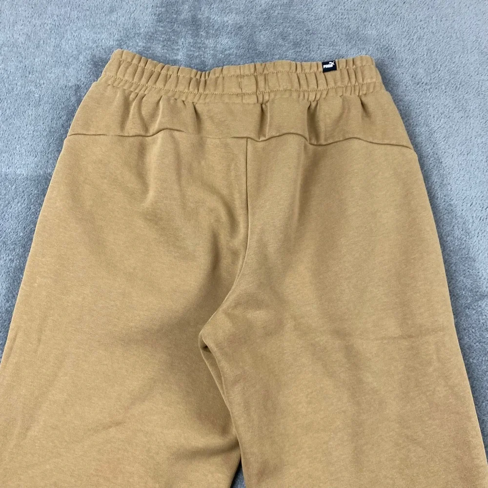 Puma Mens Small Joggers Tan Brown Fleece Logo Drawstring Sweatpants
